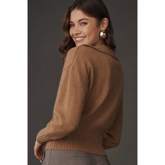 NEW Reformation Beckie Cashmere Collared Sweater Panko XL - Picture 3 of 16